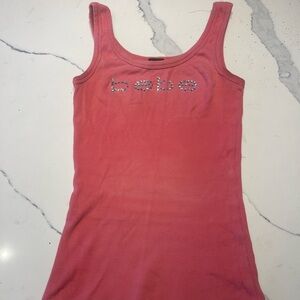 Bebe Coral Ribbed Tank Top